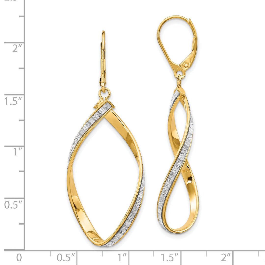 14k Yellow Gold Twisted Leverback Earrings