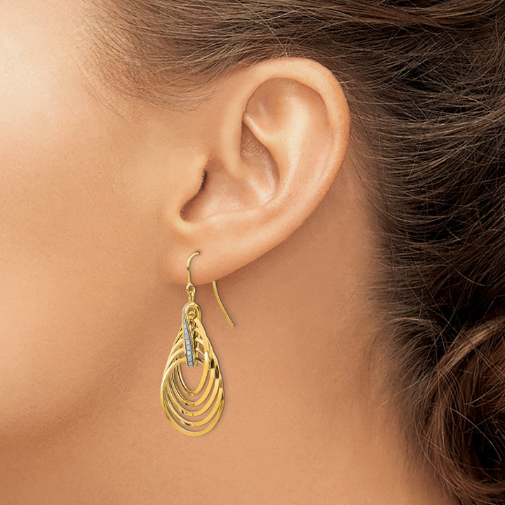 14k Yellow Gold Glimmer Infused Dangle Earrings