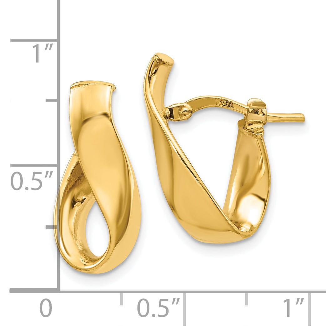 14k Yellow Gold Polished Omega Hoop Earrings