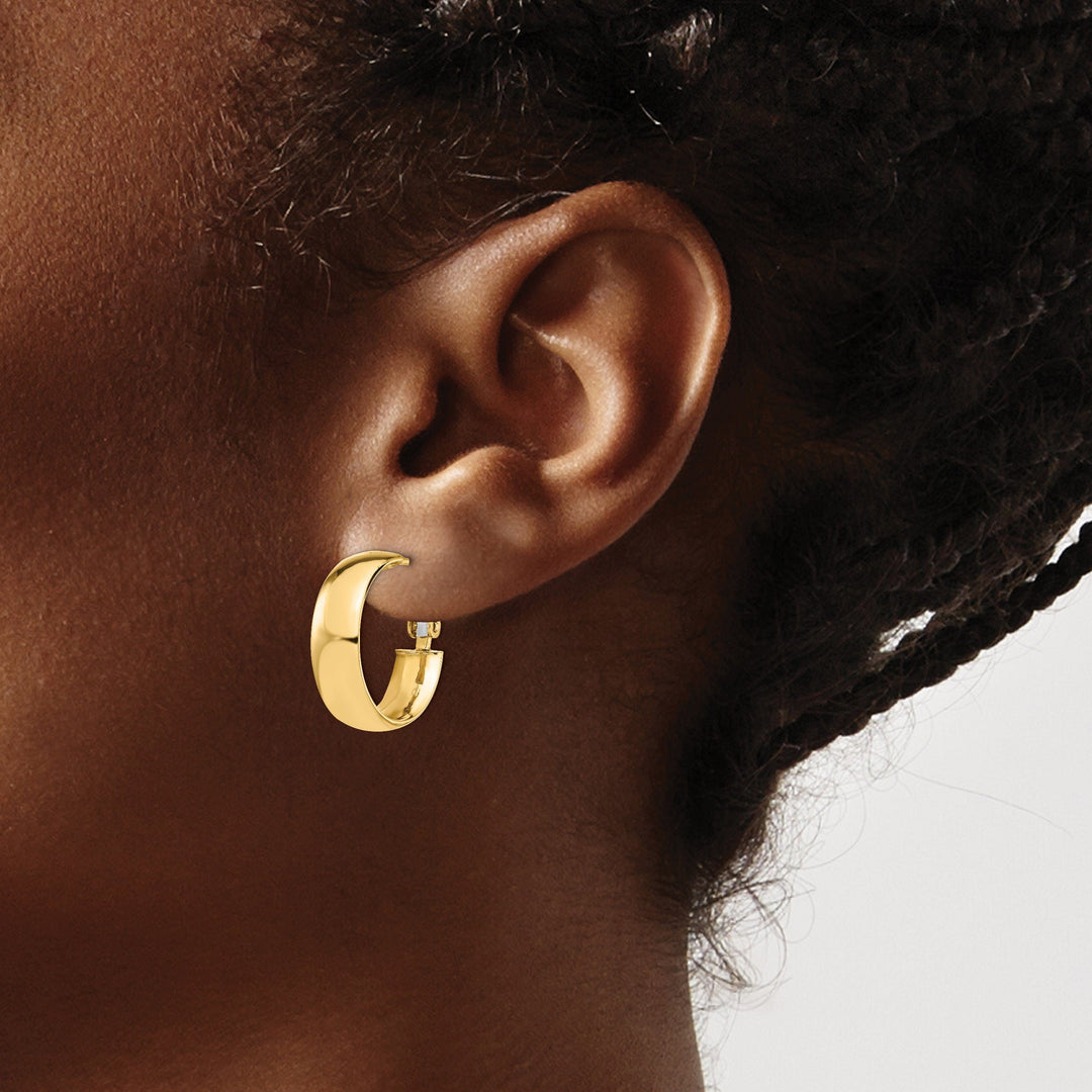 14k Yellow Gold 6mm Omega Back Hoop Earrings