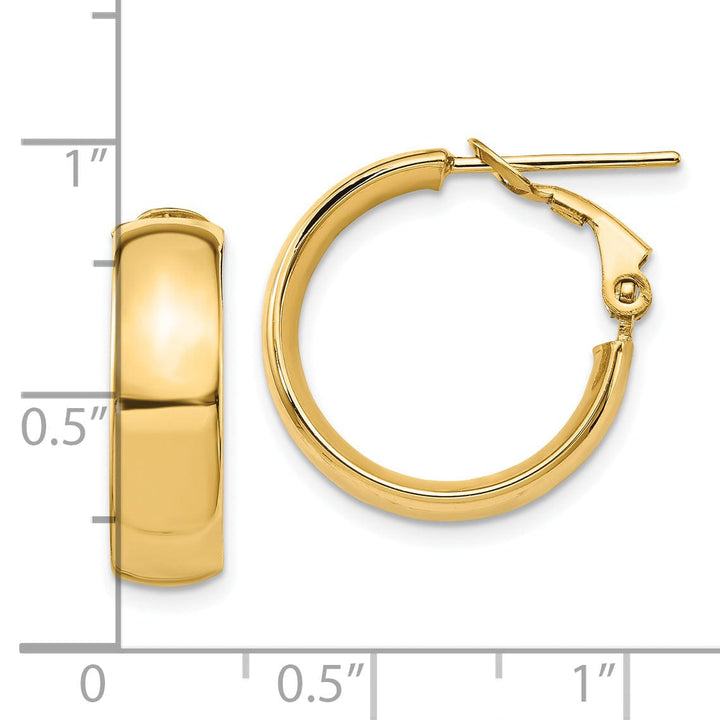 14k Yellow Gold 6mm Omega Back Hoop Earrings