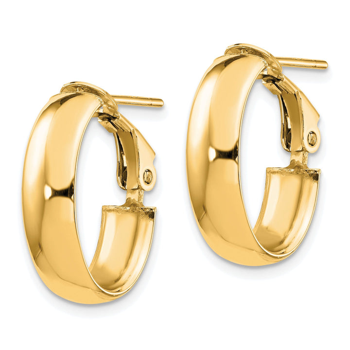 14k Yellow Gold Polished Oval Omega Earrings