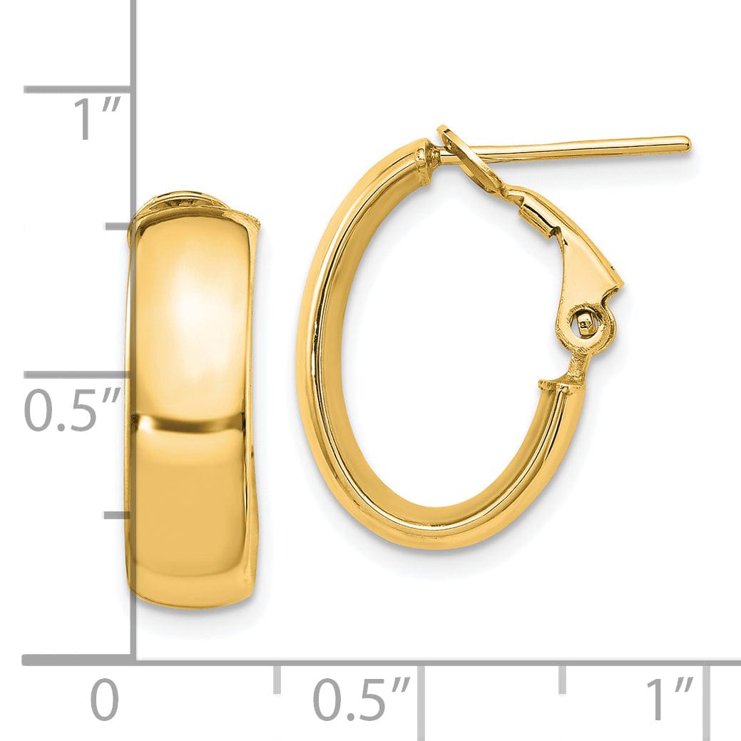 14k Yellow Gold Polished Oval Omega Earrings