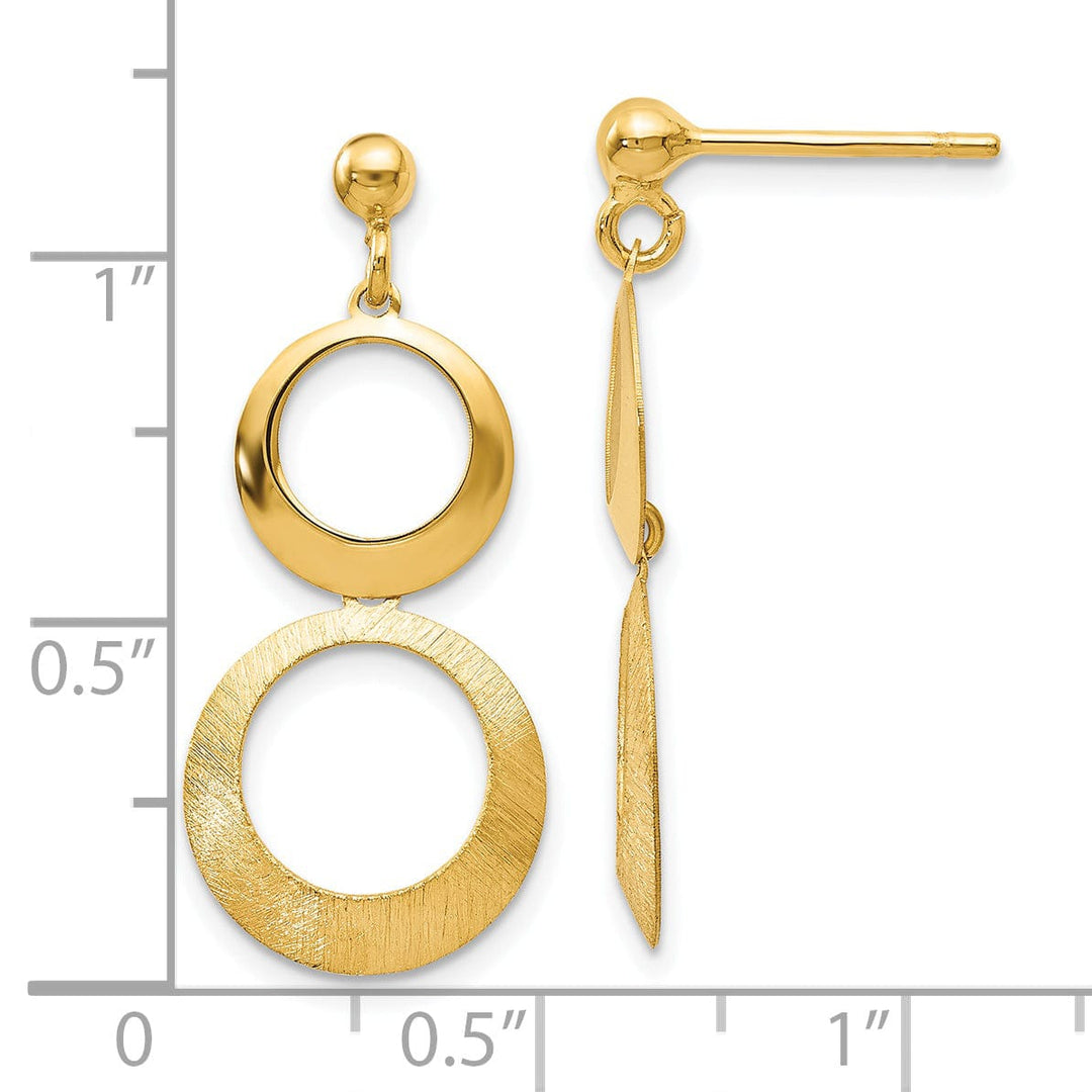 14k Yellow Gold Circle Dangle Earrings