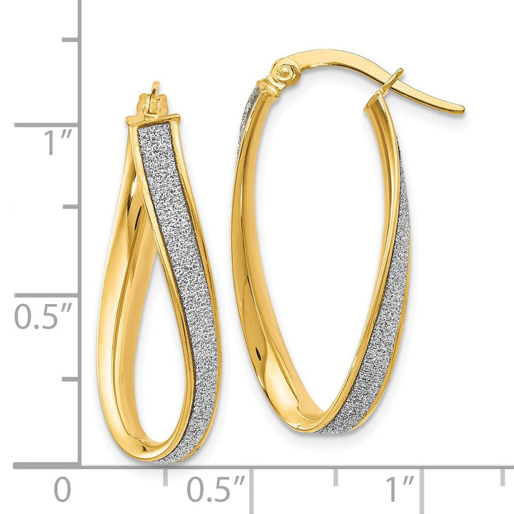 14k Yellow Gold Oval Twist Hoop Earrings