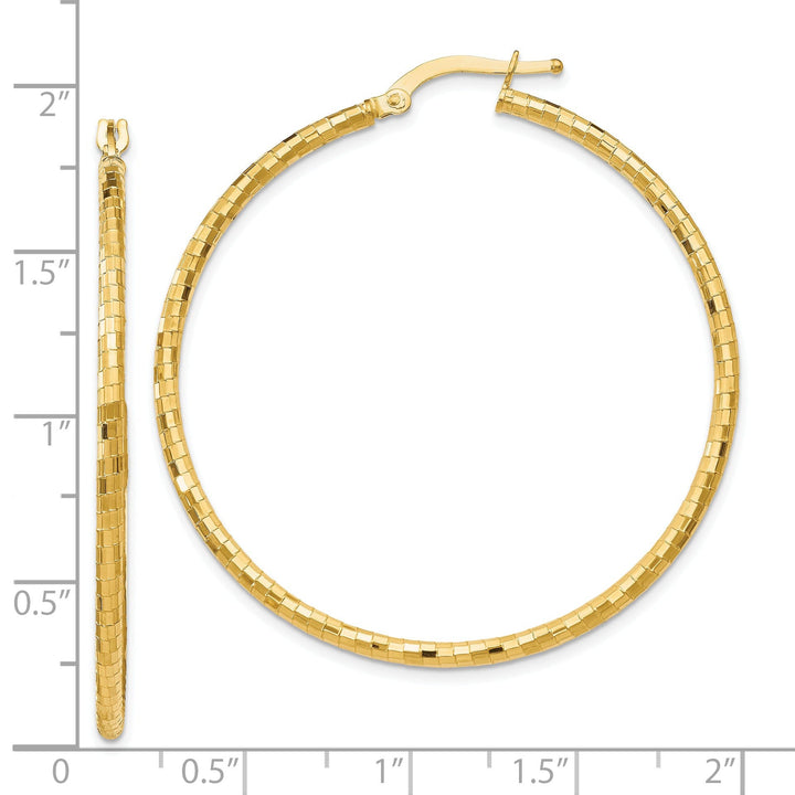 14k Yellow Gold Textured Hoop Earrings