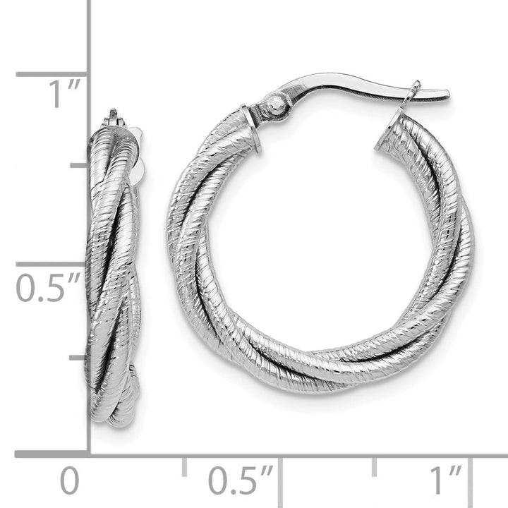 14k White Gold Triple Twist Hoop Earrings