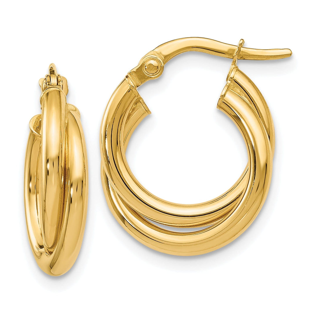 14k Yellow Gold Twisted Double Hoop Earrings