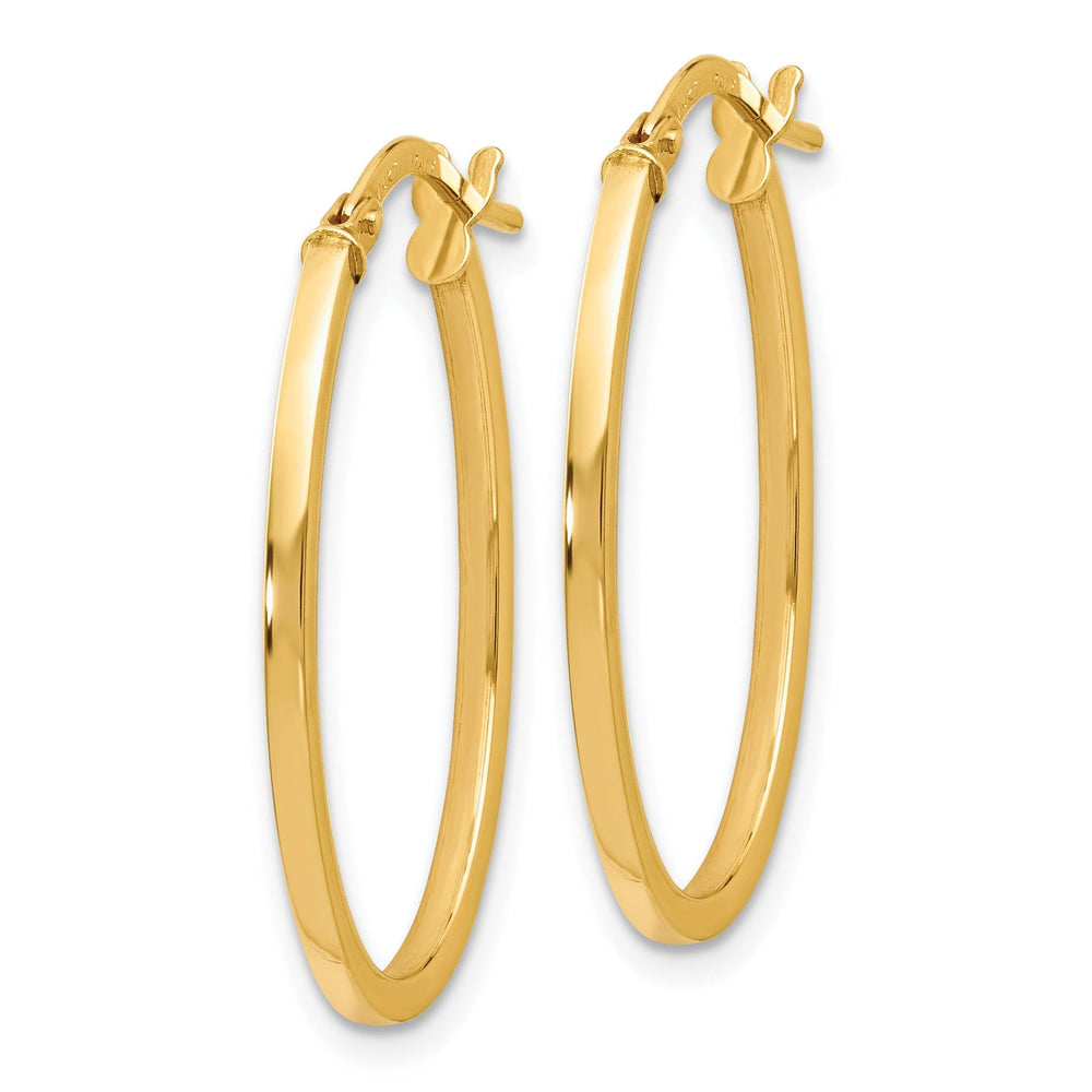 14k Yellow Gold Oval Hinged Hoop Earrings