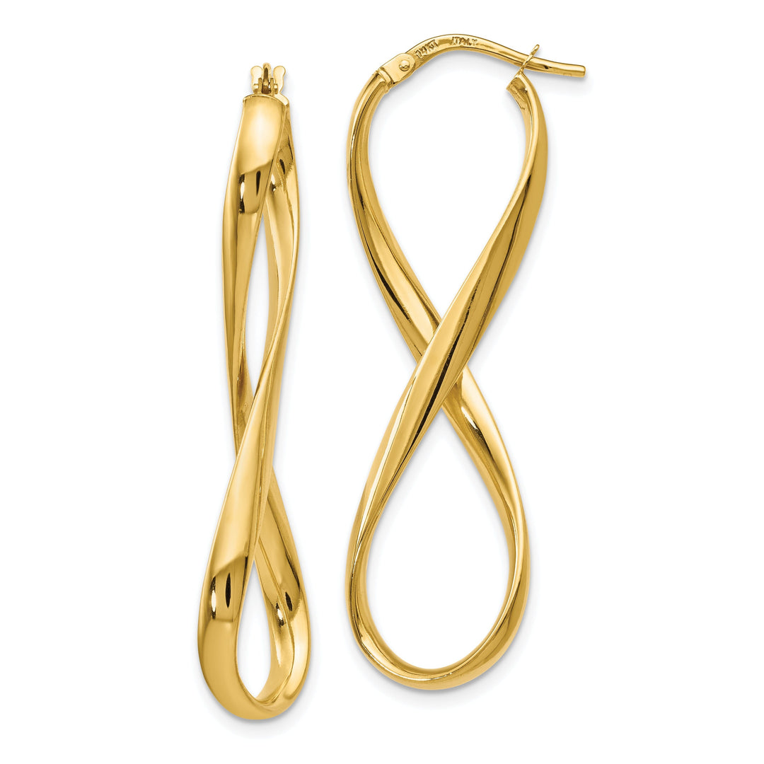 14k Yellow Gold Infinity Hoop Earrings