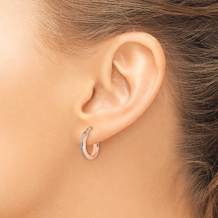 14k Rose Gold Glimmer Infused Hoop Earrings