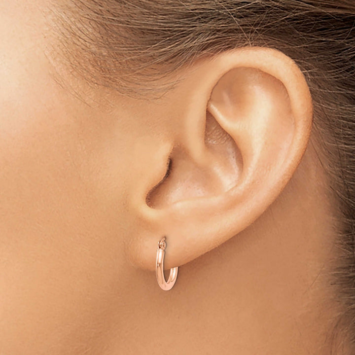 14k Rose Gold 2mm Hoop Earrings