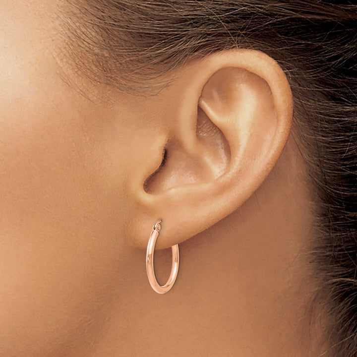 14k Rose Gold 2mm Hoop Earrings