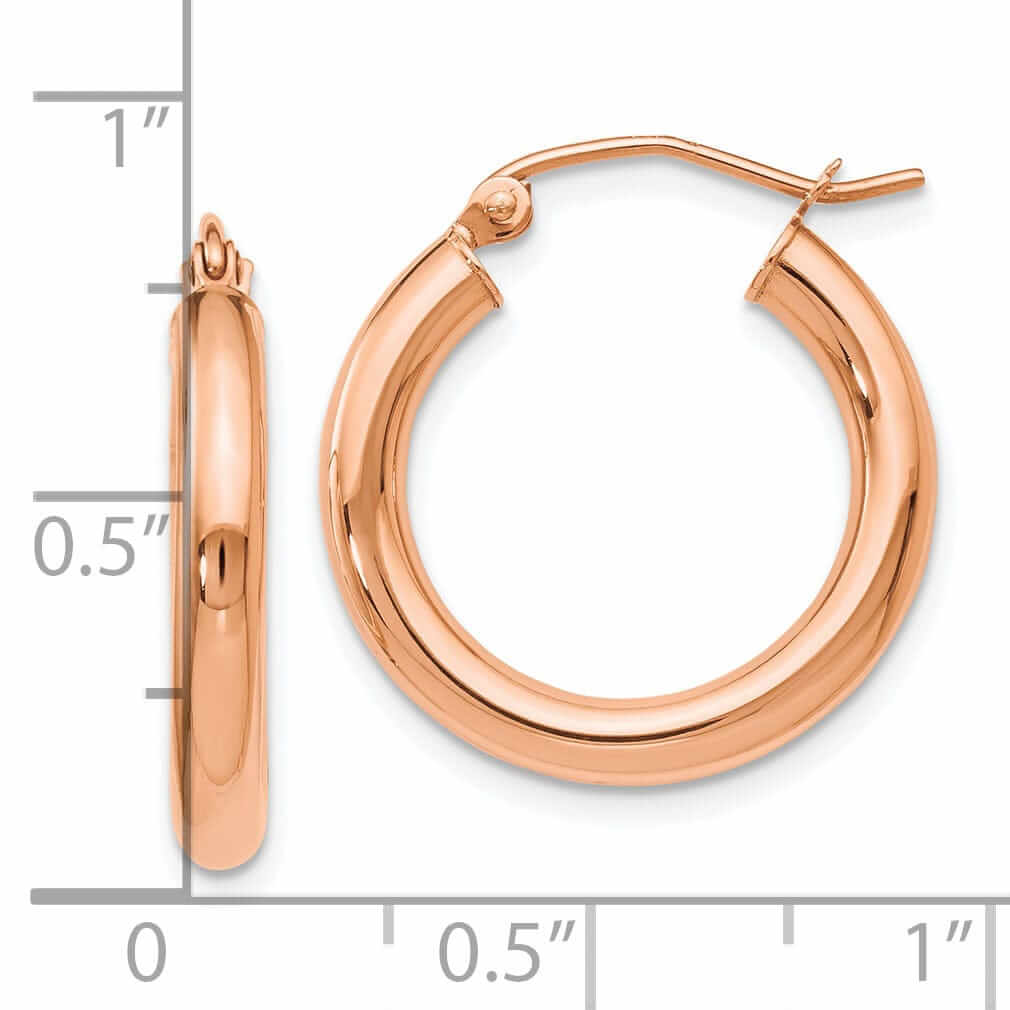 14k Rose Gold 3mm Hoop Earrings