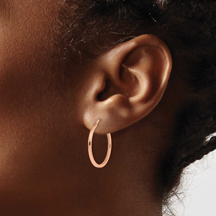 14k Rose Gold Polished Finish Hoop Earrings