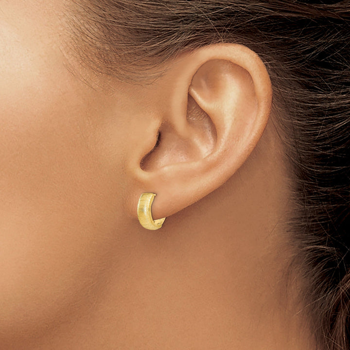 14k Yellow Gold Textured Hinged Hoop Earrings