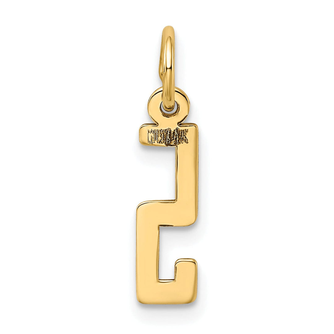 14K Yellow Gold Polished Finish Small Size Elongated Shape Number 5 Charm Pendant