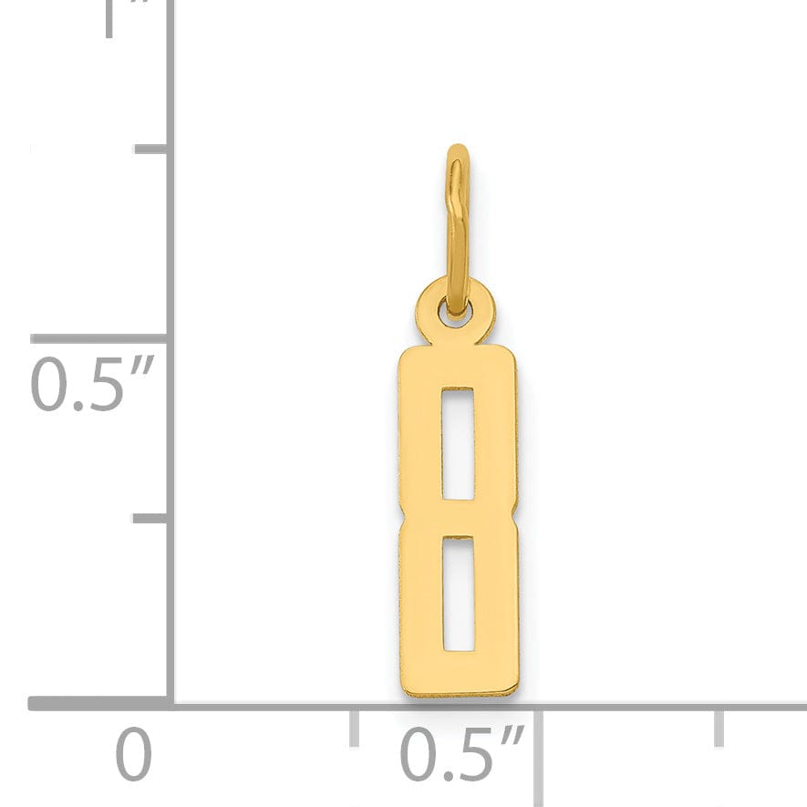 14K Yellow Gold Small Elongated Shape Number 8 Pendant