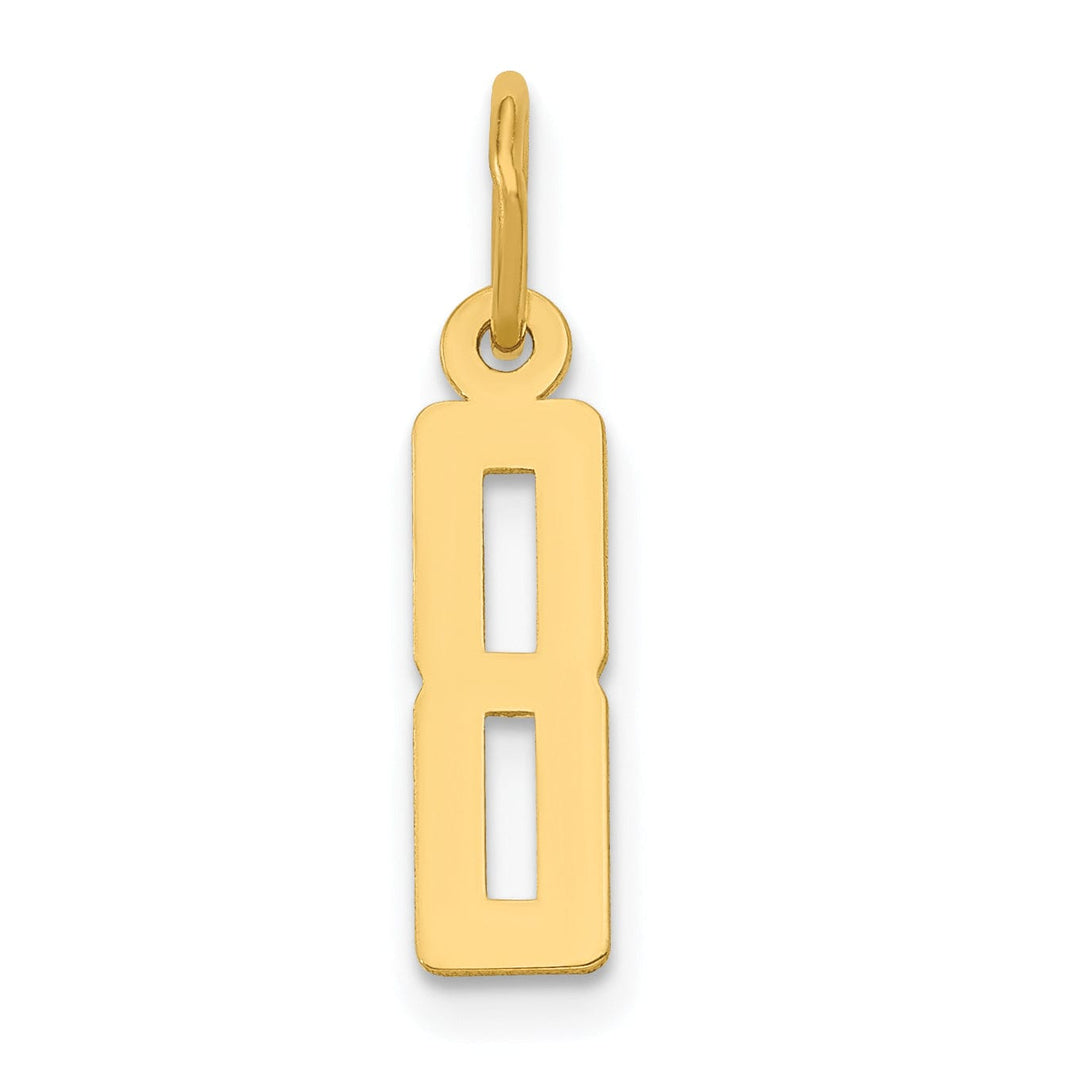 14K Yellow Gold Small Elongated Shape Number 8 Pendant