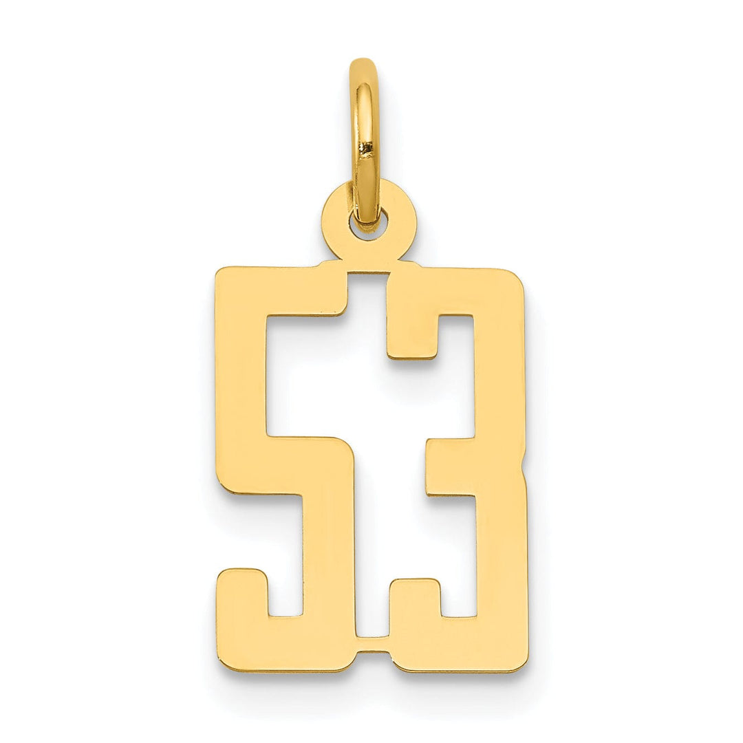 14K Yellow Gold Polished Finish Small Size Elongated Shape Number 53 Charm Pendant