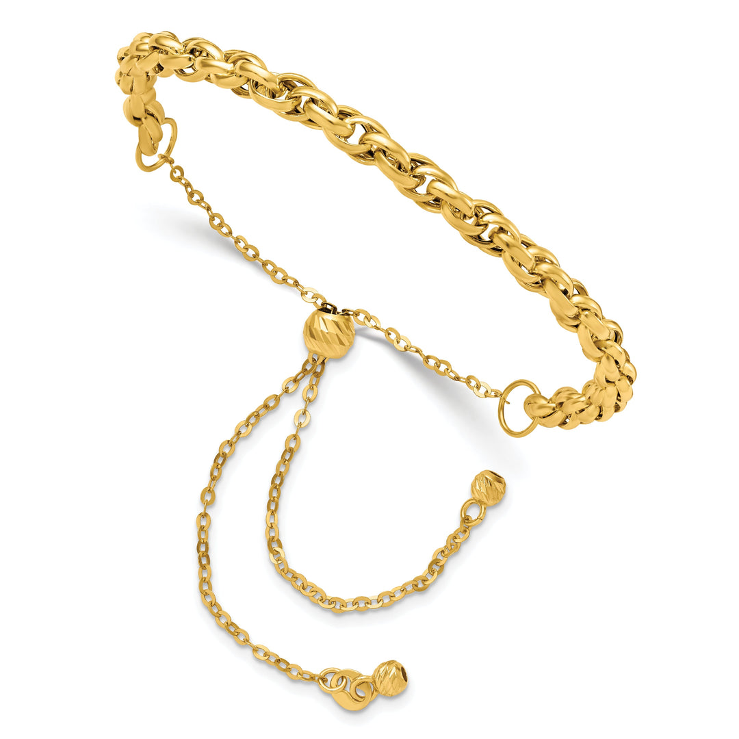 14k Yellow Gold Fancy Link Adjustable Bracelet