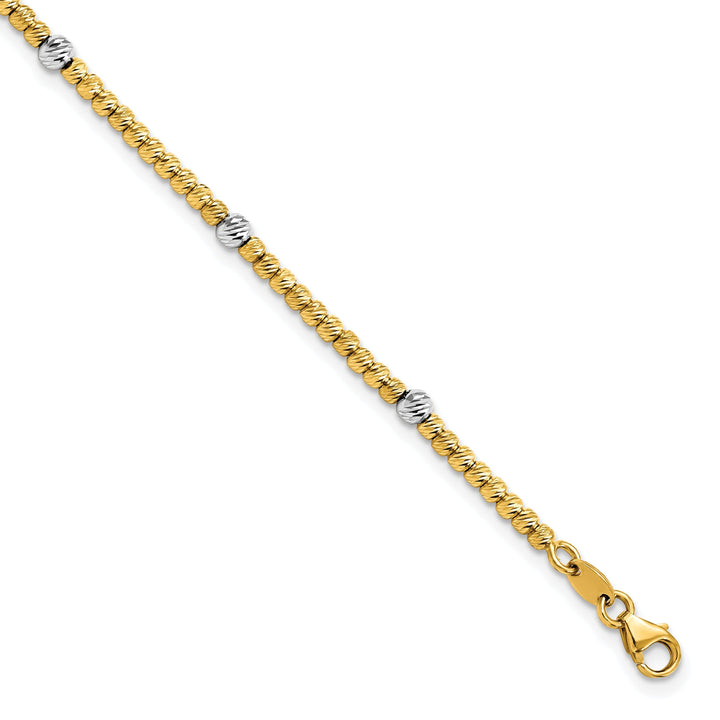 14k Two Tone Gold Polished D.C Beaded Bracelet
