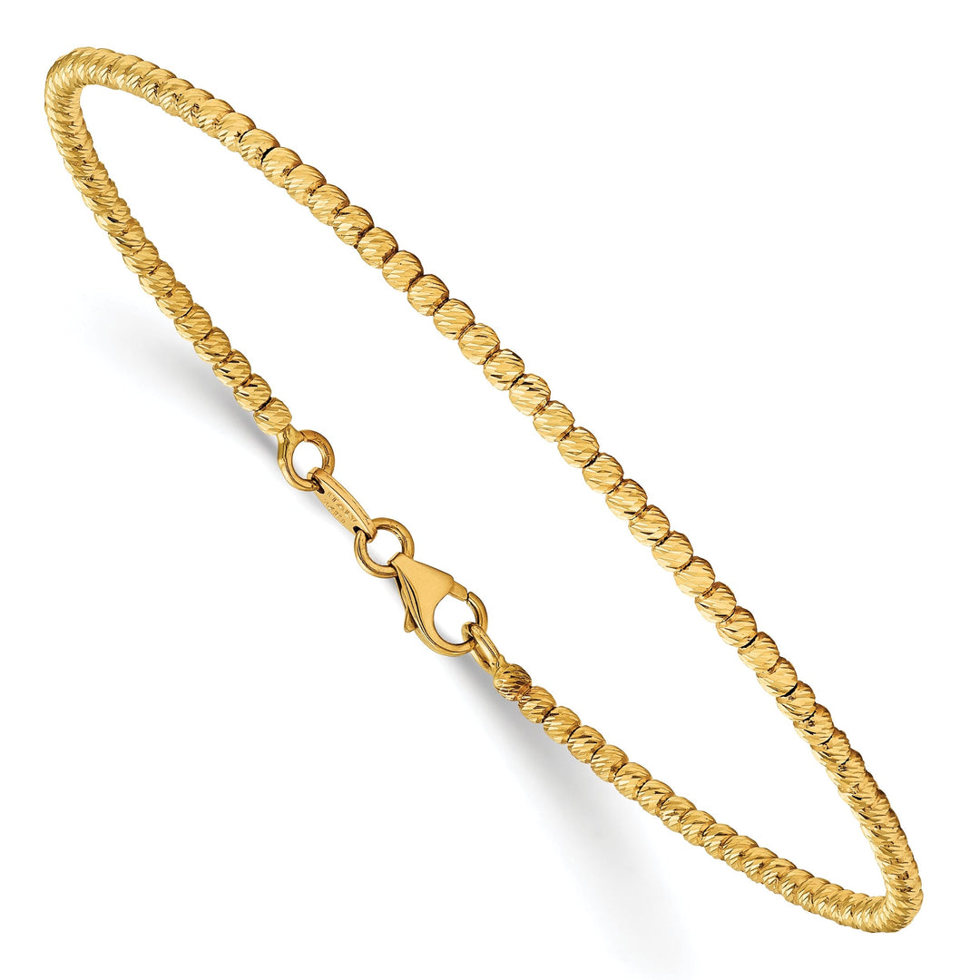 14k Yellow Gold Polished D.C Beaded Bracelet