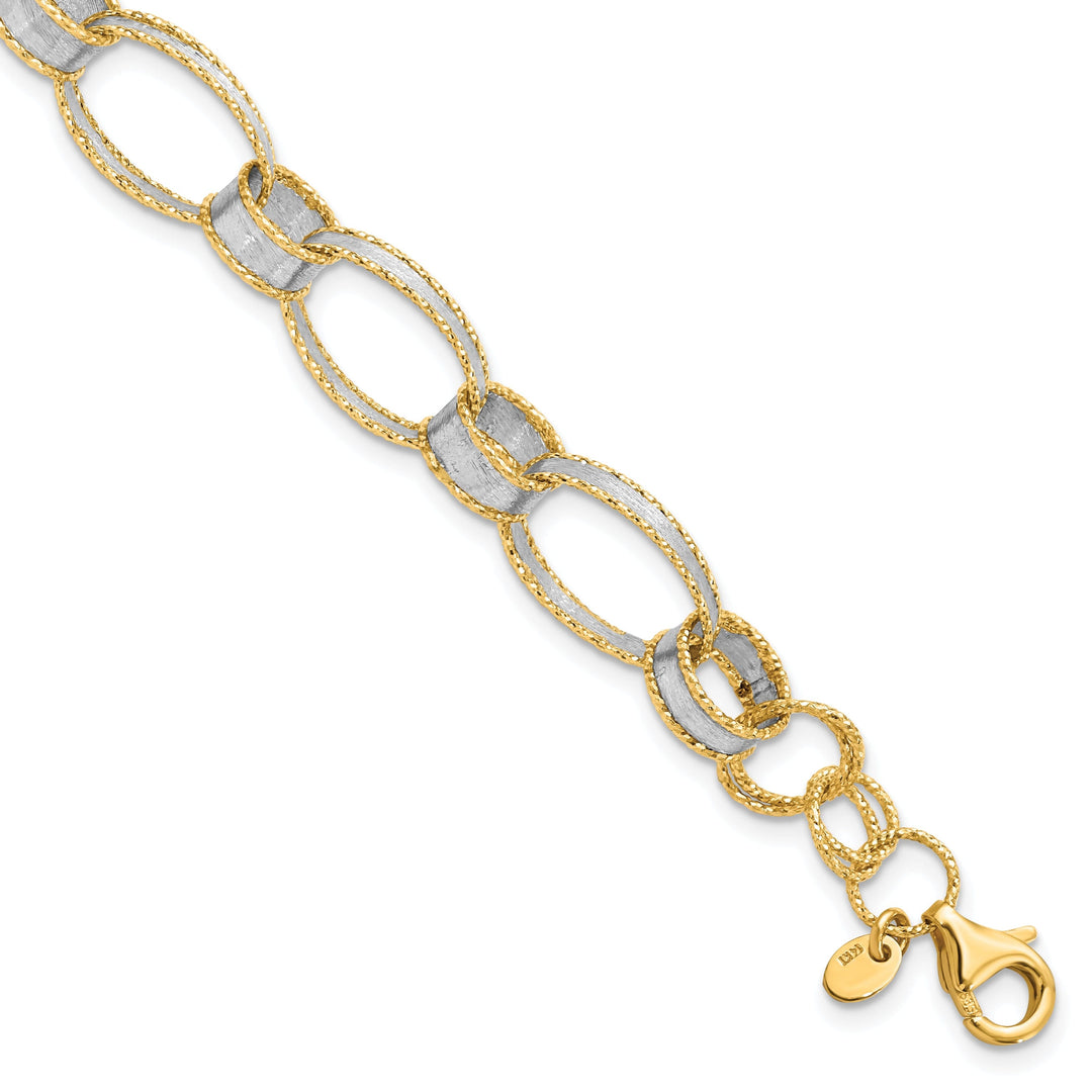 14k Two Tone Gold Textured Brushed Bracelet