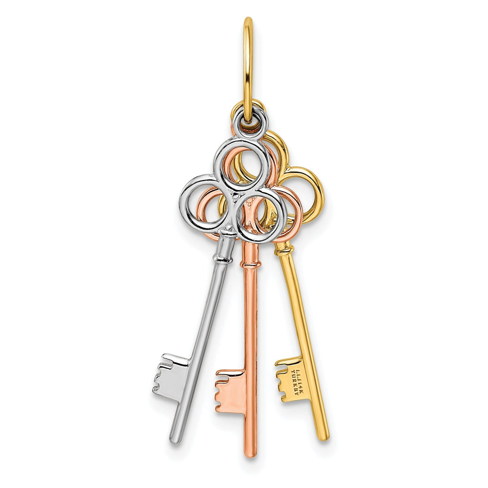 Leslie 14k Tri Color Gold Polished Keys Pendant