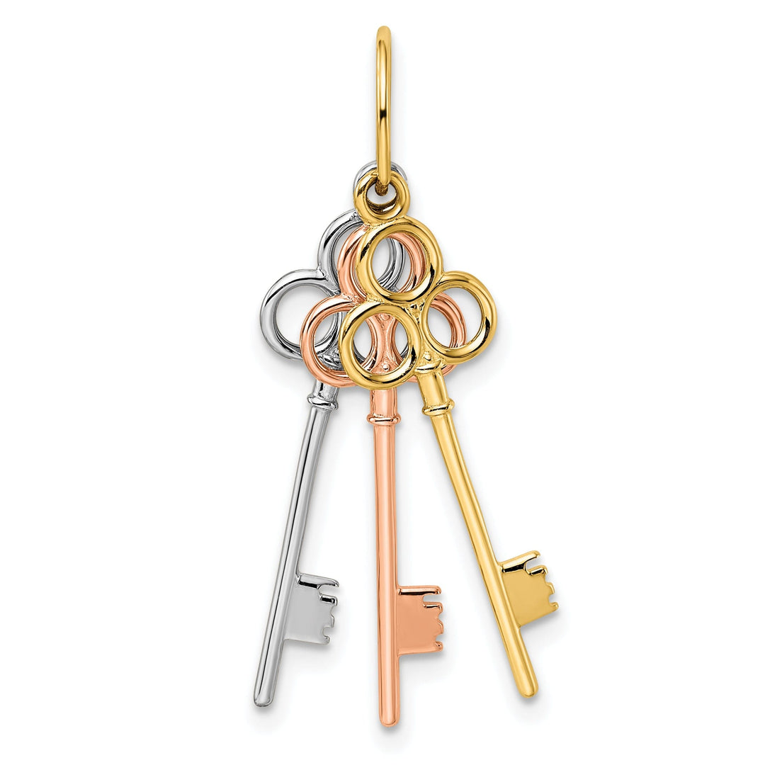Leslie 14k Tri Color Gold Polished Keys Pendant
