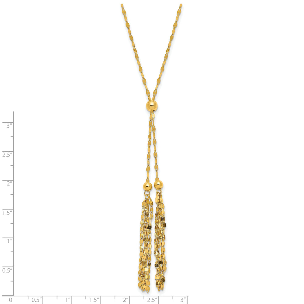 14k Yellow Gold Tassle Adjustable Necklace