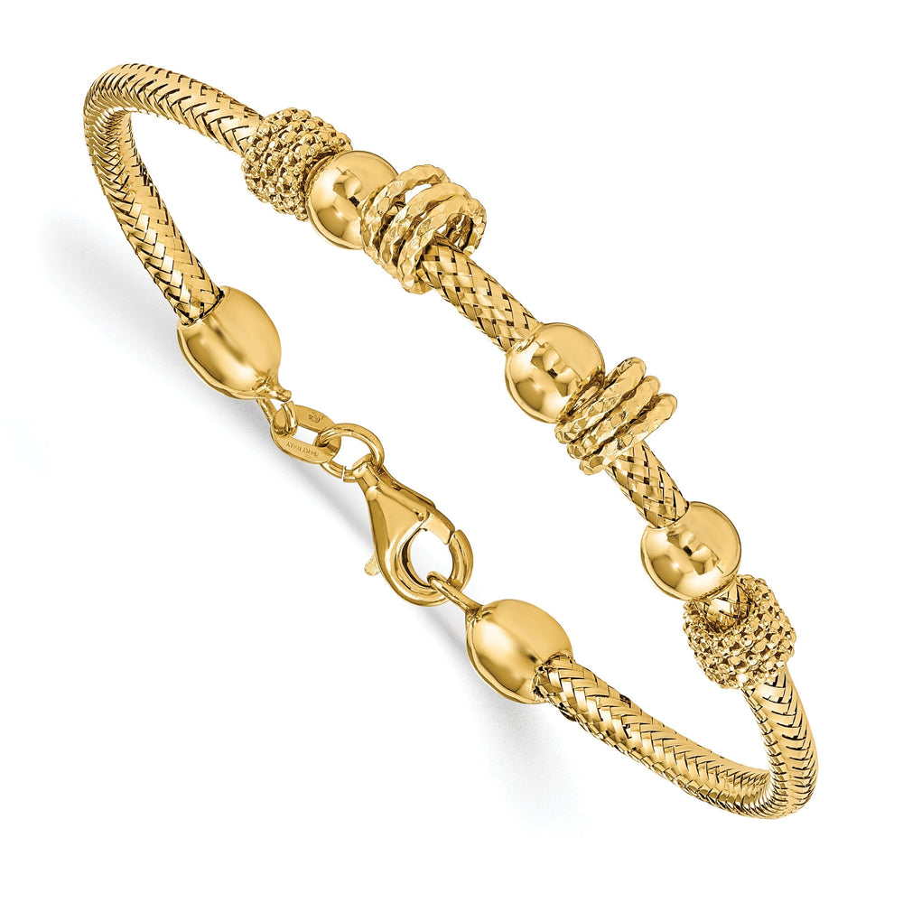 14k Yellow Gold Polished and Textured Bracelet
