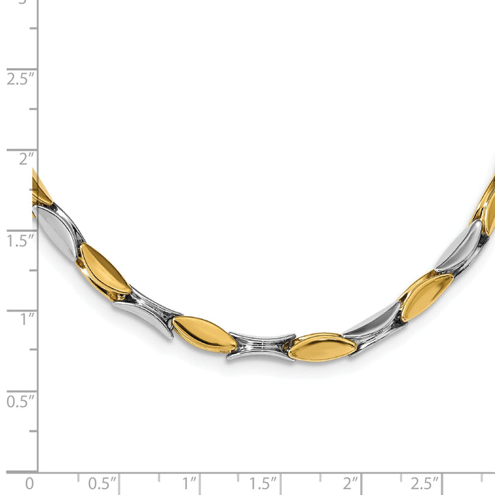 4k Two Tone Gold Polished Fancy Link Necklace