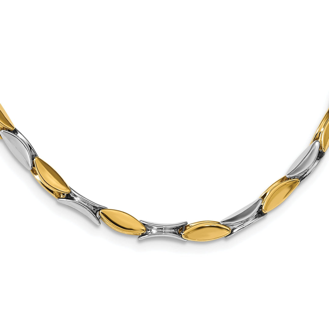 4k Two Tone Gold Polished Fancy Link Necklace