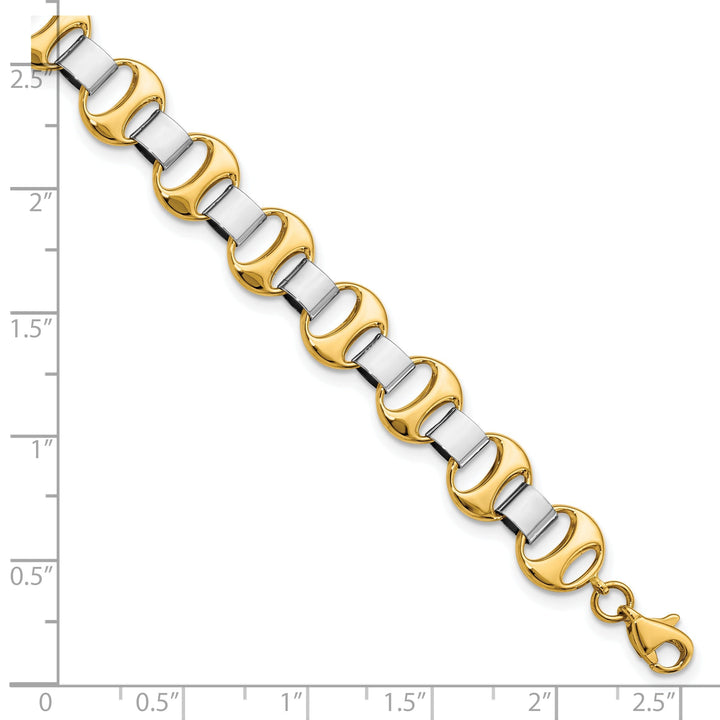 14k Two Tone Gold Polished Fancy Link Bracelet