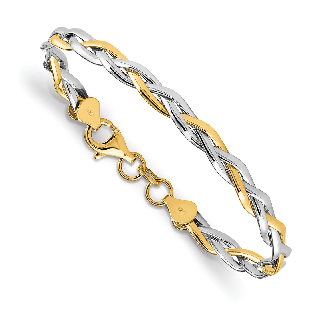 14k Two Tone Gold Polished Twisted Bracel