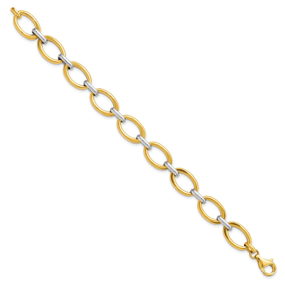Leslie 14k Two Tone Gold Polished Link Bracelet