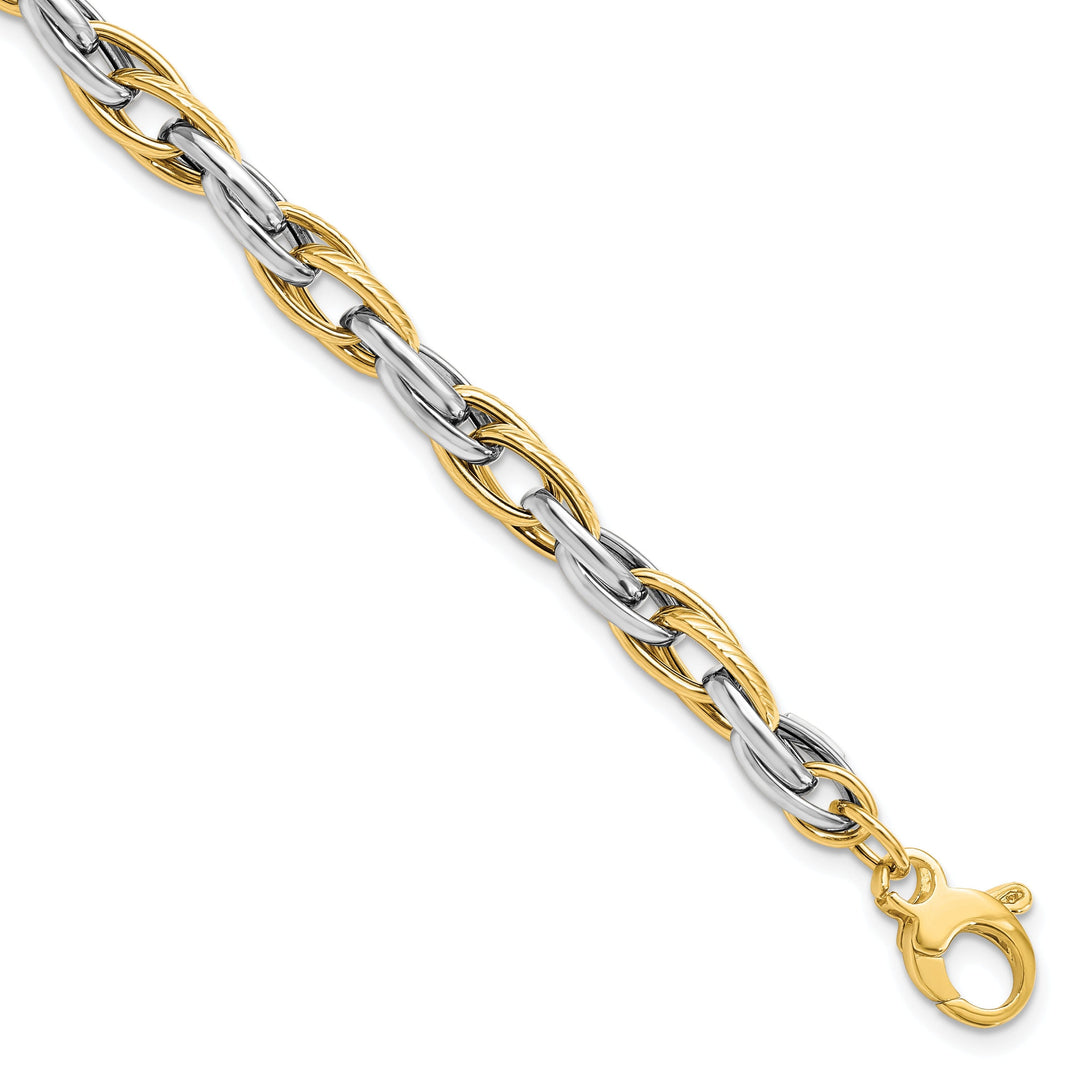 14k Two Tone Gold Polished Bracelet