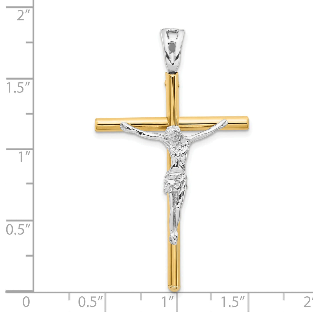 14k Two Tone Gold Crucifix Pendant