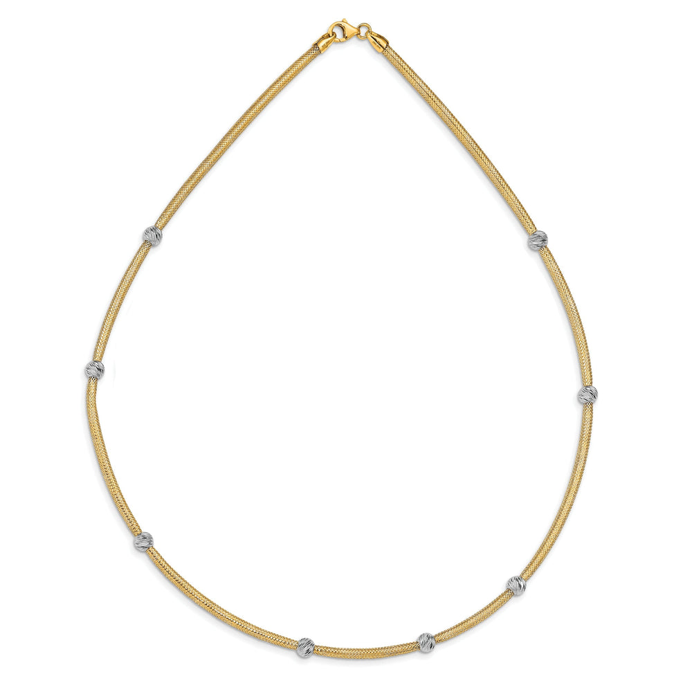 14k Two Tone Gold Polished D.C Mesh Necklace