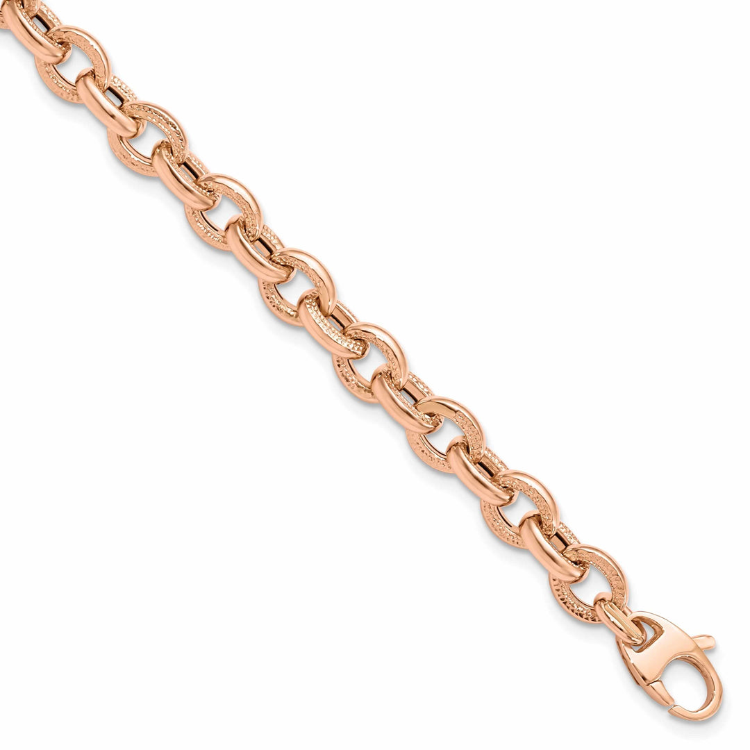 14K Rose Gold Textured Link Bracelet