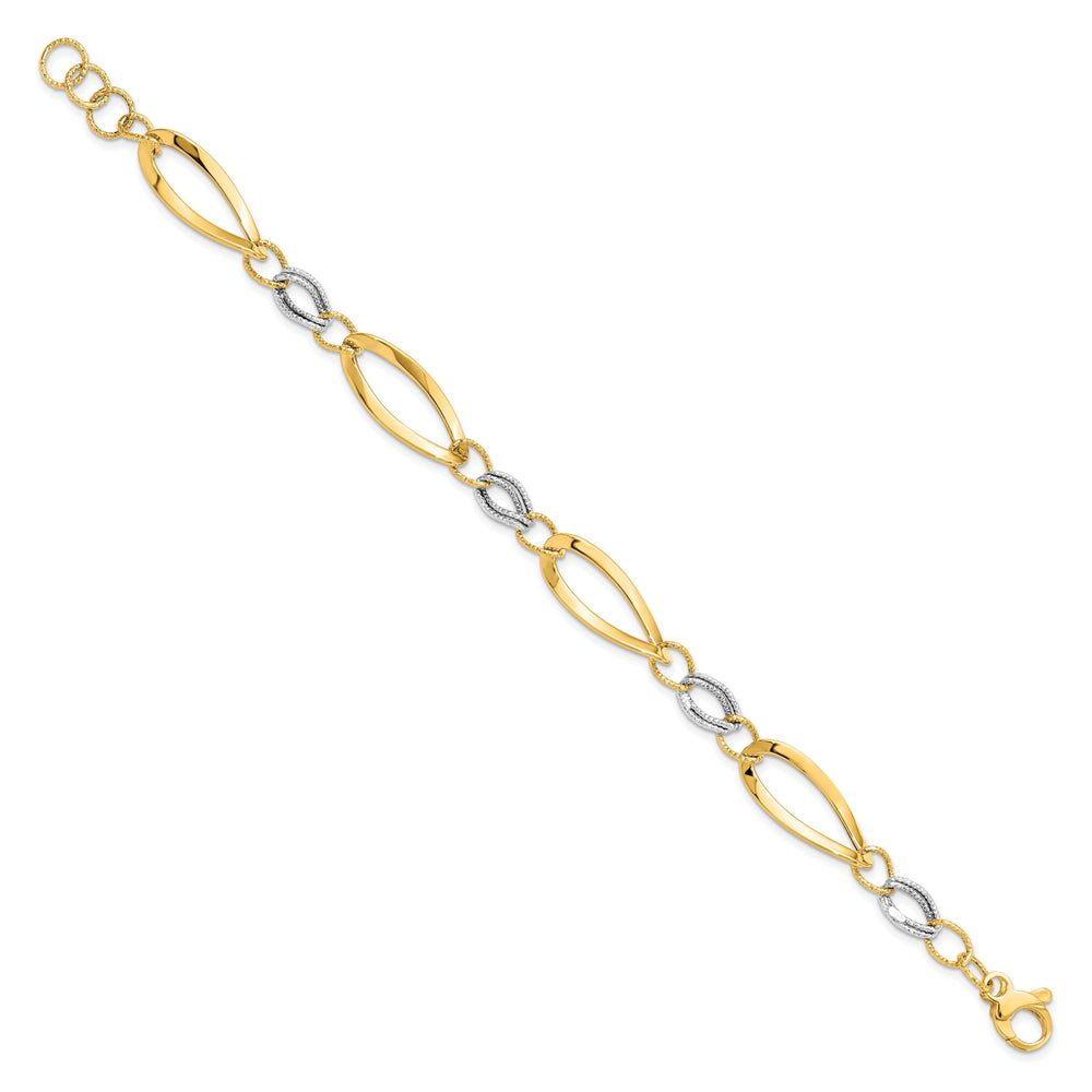 14k Two Tone Gold Polished D.C Link Bracelet