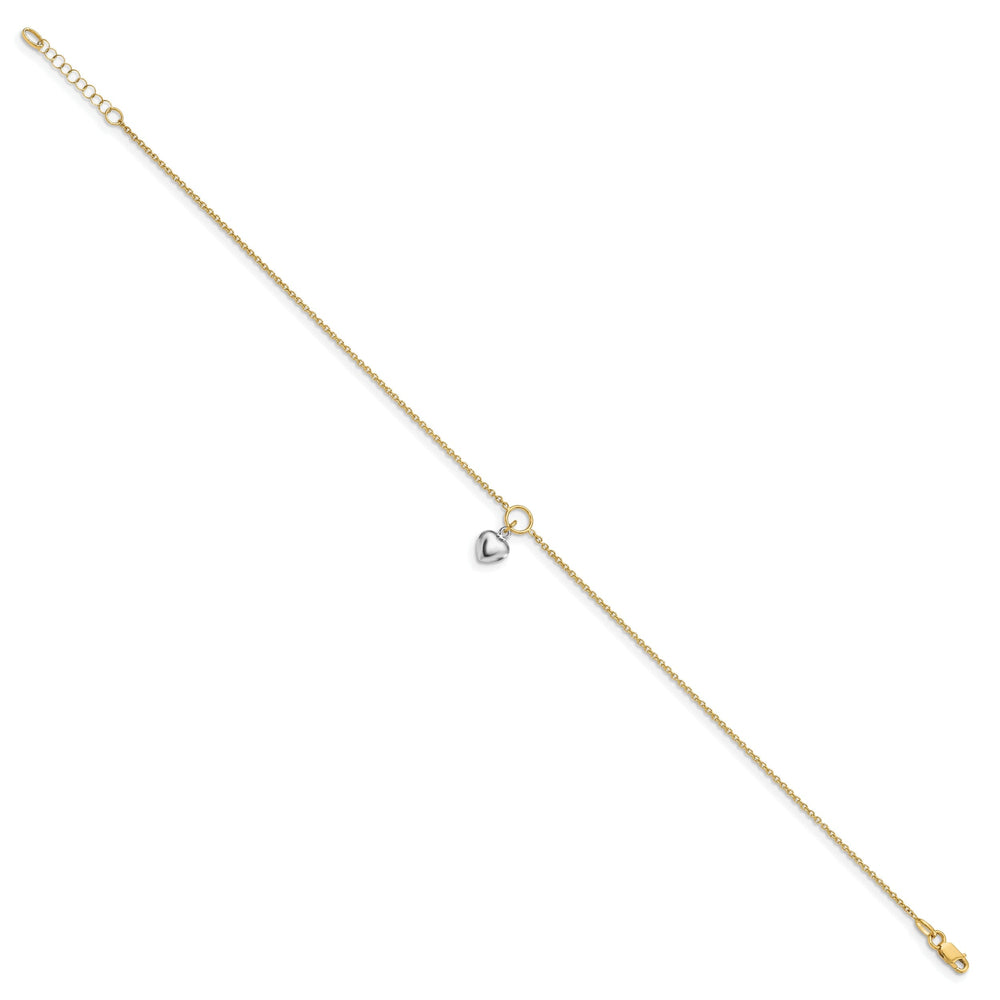 14k Two-tone Polished Heart Anklet