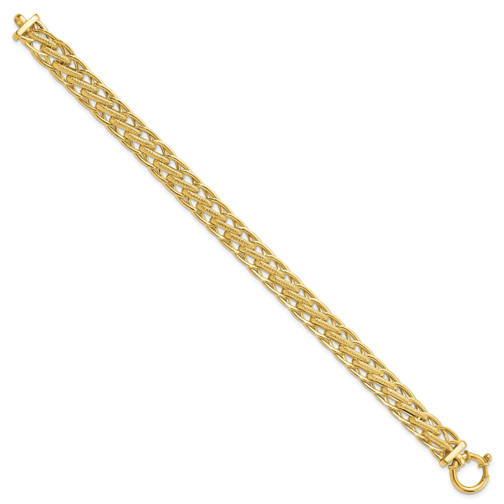 14k Yellow Gold Textured Fancy Link Bracelet