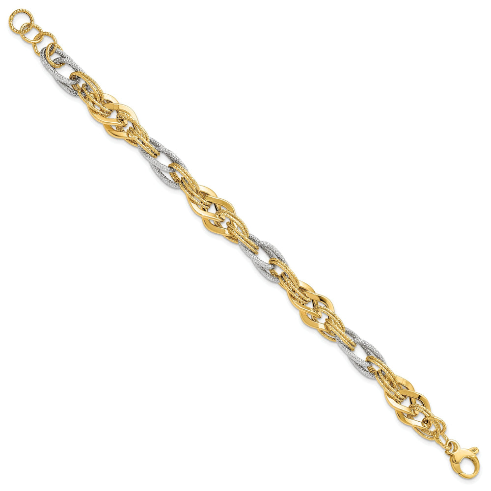 14k Yellow and White Gold Polished D.C Bracelet