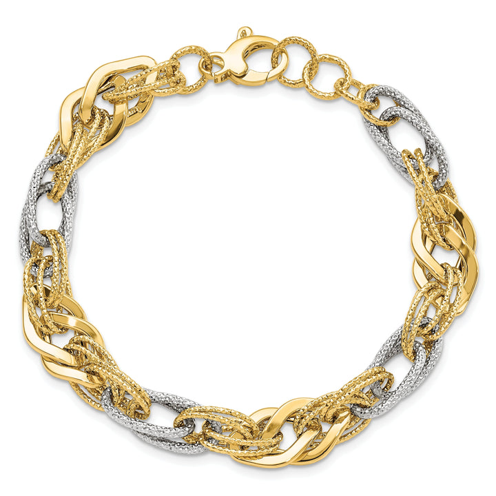 14k Yellow and White Gold Polished D.C Bracelet