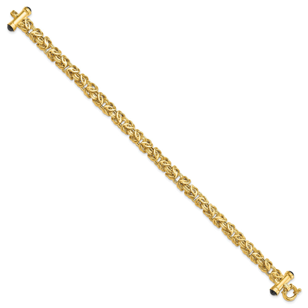 14k Yellow Gold Fancy Link Black Onyx Bracelet