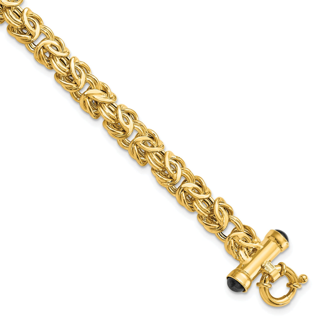 14k Yellow Gold Fancy Link Black Onyx Bracelet