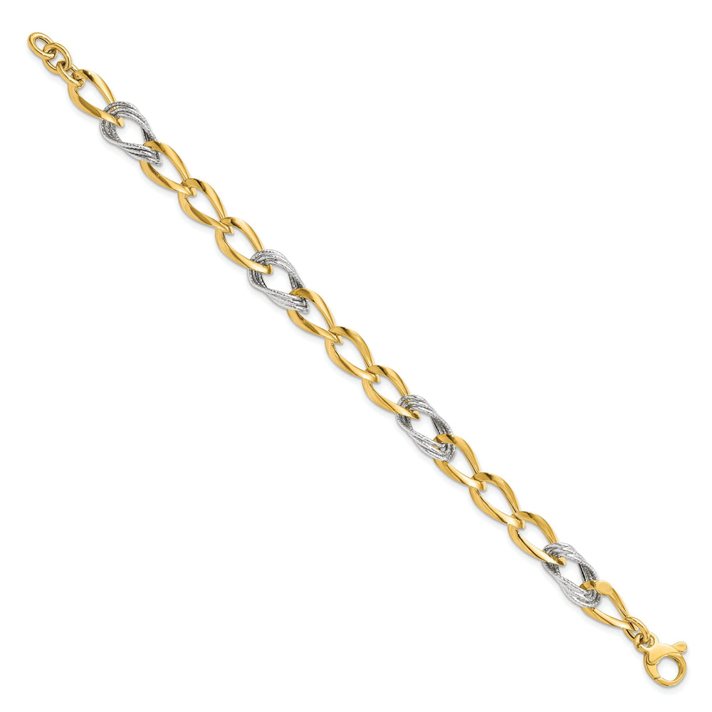 14k Two Tone Gold D.C Fancy Link Bracelet