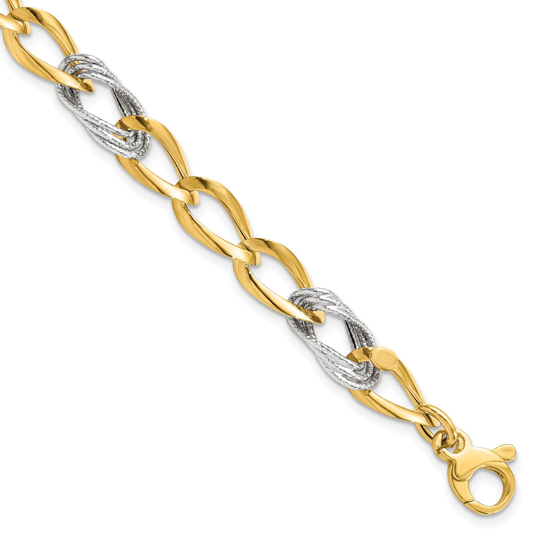 14k Two Tone Gold D.C Fancy Link Bracelet